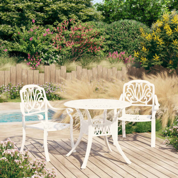 3 Piece Bistro Set Cast Aluminium White