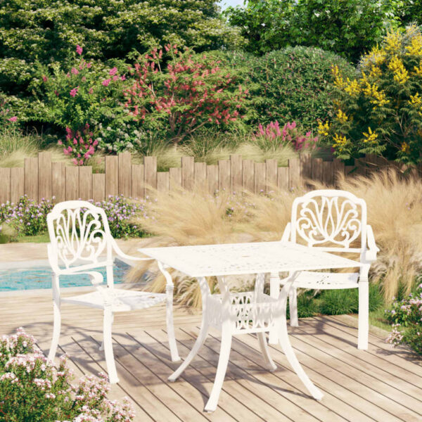 3 Piece Bistro Set Cast Aluminium White