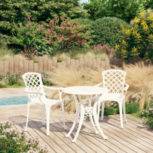 3 Piece Bistro Set Cast Aluminium White