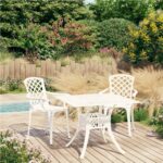 3 Piece Bistro Set Cast Aluminium White