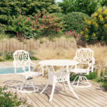 3 Piece Bistro Set Cast Aluminium White