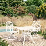 3 Piece Bistro Set Cast Aluminium White