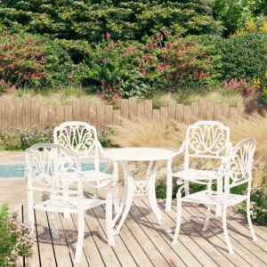 5 Piece Bistro Set Cast Aluminium White