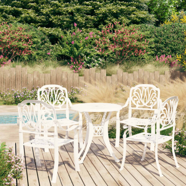 5 Piece Bistro Set Cast Aluminium White