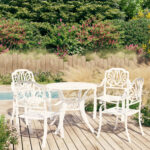 5 Piece Bistro Set Cast Aluminium White