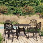 5 Piece Bistro Set Cast Aluminium Bronze