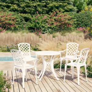 5 Piece Bistro Set Cast Aluminium White