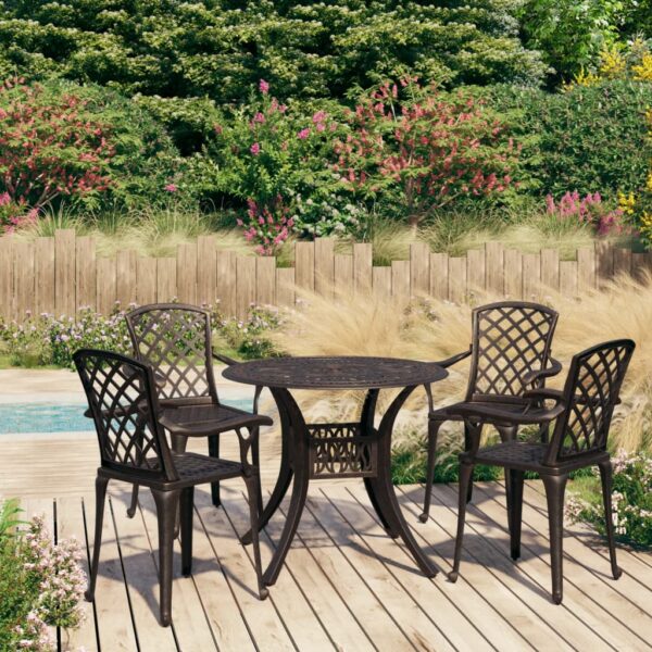 5 Piece Bistro Set Cast Aluminium Bronze