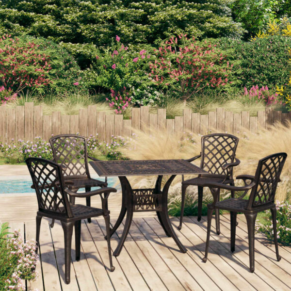 5 Piece Bistro Set Cast Aluminium Bronze