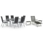 10 Piece Garden Dining Set Black and Silver