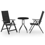 Elegant Outdoor Bistro Set Adjustable Chairs Glass Table Patio Garden Furniture