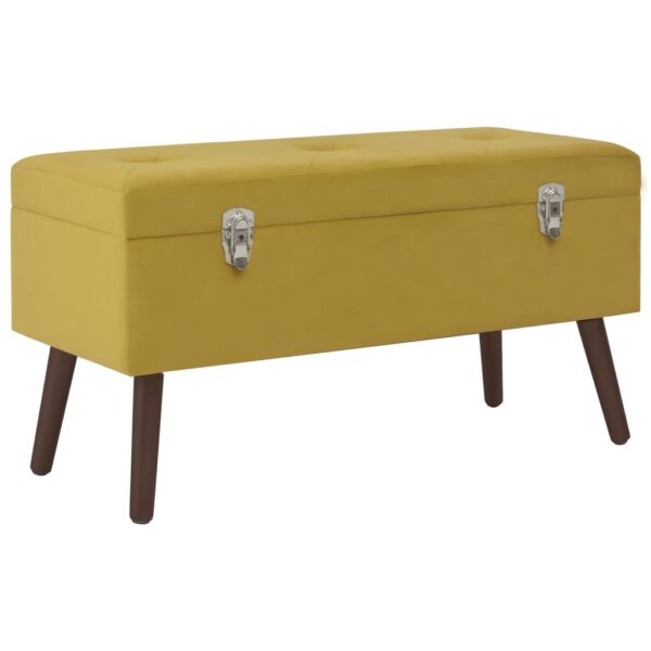 Elegant Mustard Yellow Velvet Storage Bench Cozy Chic Wooden Legs Living Room