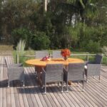 7 Piece Garden Dining Set Poly Rattan Grey