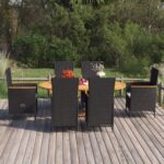 7 Piece Garden Dining Set Poly Rattan Black