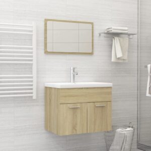 Bathroom Furniture Set Sonoma Oak Engineered Wood