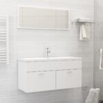 Chic White Engineered Wood Bathroom Vanity Set with Ceramic Basin & Mirror