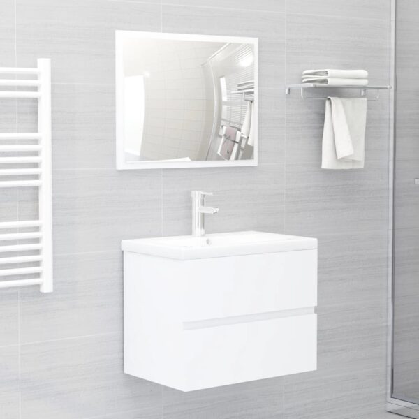 Chic White Engineered Wood Bathroom Vanity Set with Ceramic Basin & Mirror