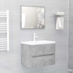 Bathroom Furniture Set Concrete Grey Engineered Wood