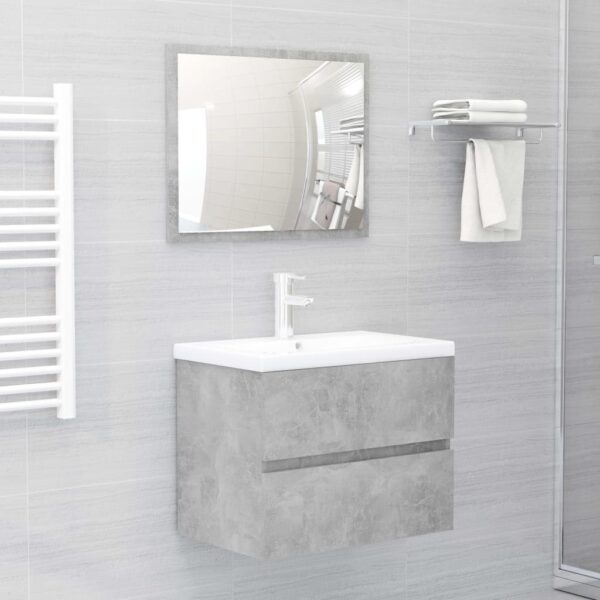 Bathroom Furniture Set Concrete Grey Engineered Wood