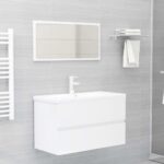 Chic High Gloss White Bathroom Vanity Set with Sink Cabinet  Basin & Mirror