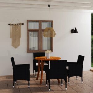 5 Piece Garden Dining Set Black