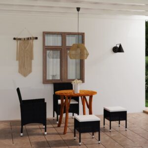 5 Piece Garden Dining Set Black