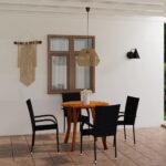 5 Piece Garden Dining Set Black