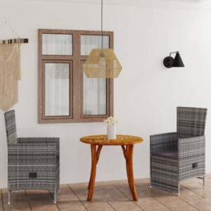 3 Piece Garden Dining Set Grey