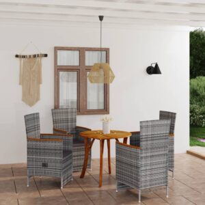 5 Piece Garden Dining Set Grey