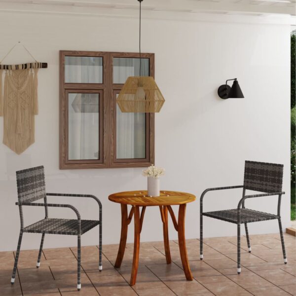 3 Piece Garden Dining Set Grey