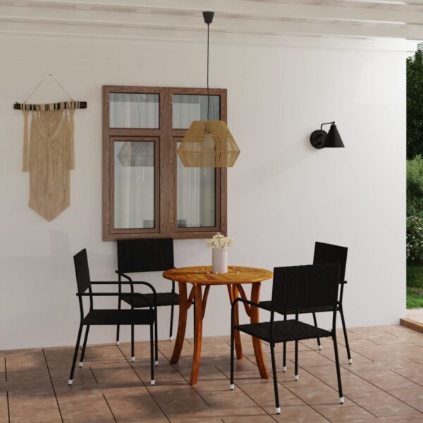 5 Piece Garden Dining Set Black