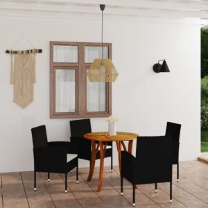 5 Piece Garden Dining Set Black