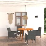 5 Piece Garden Dining Set Black