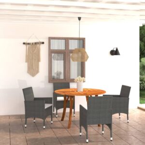 5 Piece Garden Dining Set Black