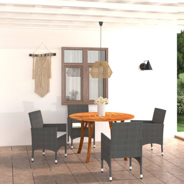 5 Piece Garden Dining Set Black