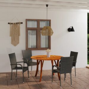 5 Piece Garden Dining Set Grey