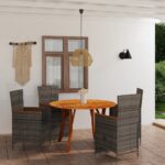 5 Piece Garden Dining Set Grey