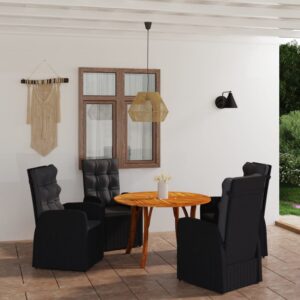 5 Piece Garden Dining Set Black