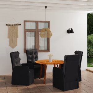 5 Piece Garden Dining Set Black