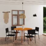 5 Piece Garden Dining Set Black