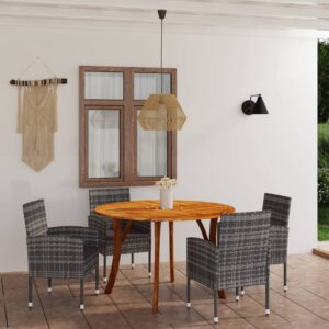 5 Piece Garden Dining Set Anthracite