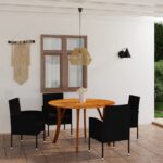 5 Piece Garden Dining Set Black