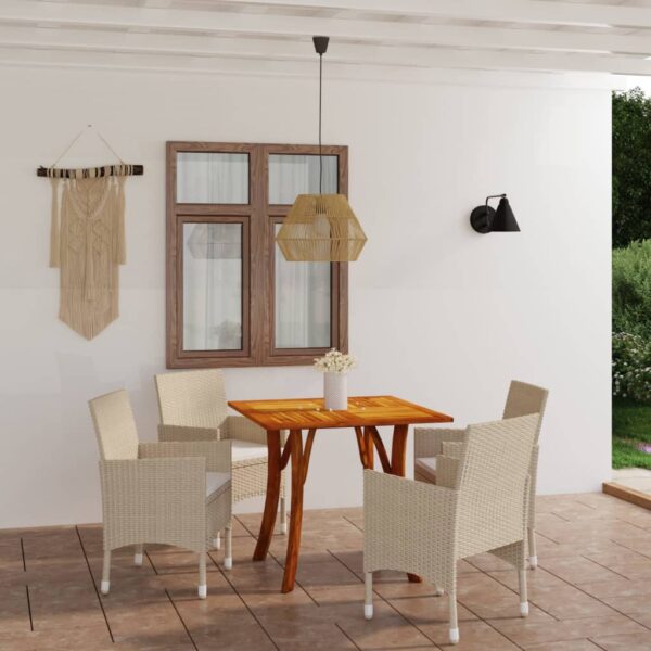 5 Piece Garden Dining Set Beige