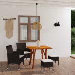 5 Piece Garden Dining Set Brown