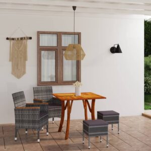 5 Piece Garden Dining Set Grey