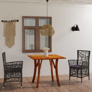 3 Piece Garden Dining Set Grey