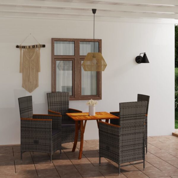 5 Piece Garden Dining Set Grey