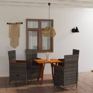 5 Piece Garden Dining Set Grey