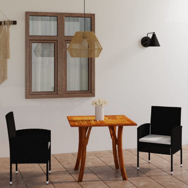 3 Piece Garden Dining Set Black