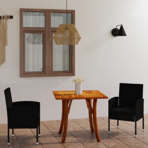 3 Piece Garden Dining Set Black